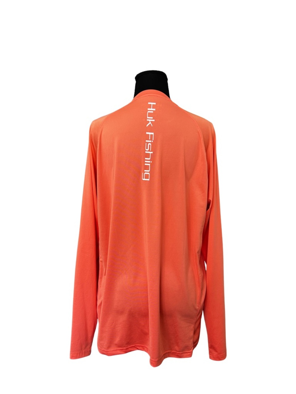 Huk Long Sleeve Performance Shirt in Orange with White Logo - Picture 2 of 4